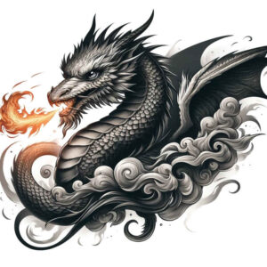 dragon-sketch – tattoo design ideas free ai generated – gloomy – for-full-back – Gallery: dragons-inkby-ai
