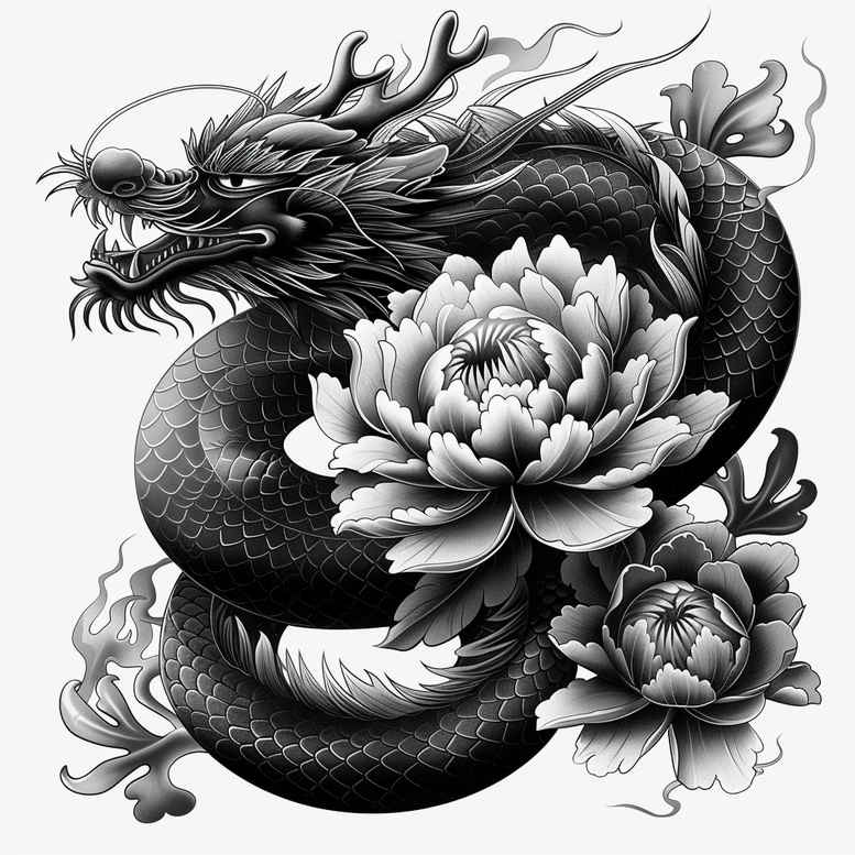dragon-sketch – tattoo design ideas free ai generated – menacing – for-shoulder-blade – Gallery: dragons-inkby-ai