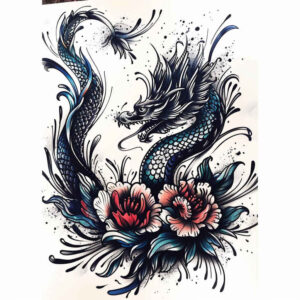 dragon-smoke – tattoo design ideas free ai generated – chained – for-upper-back – Gallery: dragons-inkby-ai