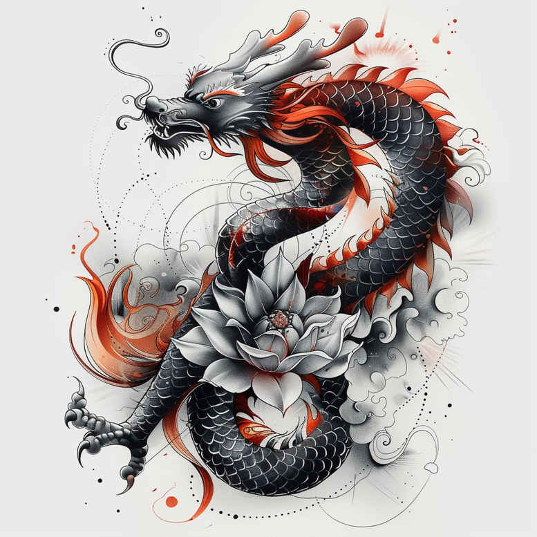 dragon-smoke – tattoo design ideas free ai generated – decaying – for-full-back – Gallery: dragons-inkby-ai