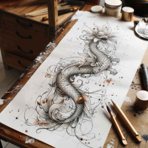 dragon-smoke – tattoo design ideas free ai generated – eerie – for-lower-arm – Gallery: dragons-inkby-ai