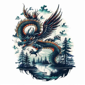 dragon-smoke – tattoo design ideas free ai generated – grim – for-lower-back – Gallery: dragons-inkby-ai