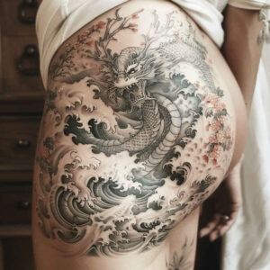 dragon-smoke – tattoo design ideas free ai generated – ominous – for-lower-back – Gallery: dragons-inkby-ai