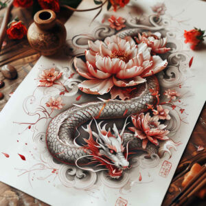 dragon-spirit – tattoo design ideas free ai generated – haunting – for-upper-shoulder – Gallery: dragons-inkby-ai