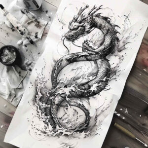 dragon-sword – tattoo design ideas free ai generated – sacrifice – for-ribs – Gallery: dragons-inkby-ai