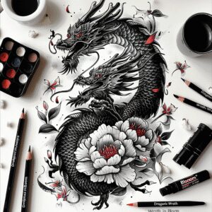 dragon-symbol – tattoo design ideas free ai generated – abandoned – for-stomach – Gallery: dragons-inkby-ai