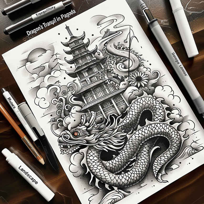 dragon-symbol – tattoo design ideas free ai generated – cobweb – for-abdomen – Gallery: dragons-inkby-ai