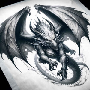 dragon-tail – tattoo design ideas free ai generated – spine-chilling – for-chest – Gallery: dragons-inkby-ai
