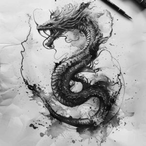 dragon-tail – tattoo design ideas free ai generated – twisted – for-heel – Gallery: dragons-inkby-ai