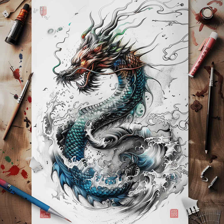 dragon-tattoo – tattoo design ideas free ai generated – freaky – for-inner-arm – Gallery: dragons-inkby-ai