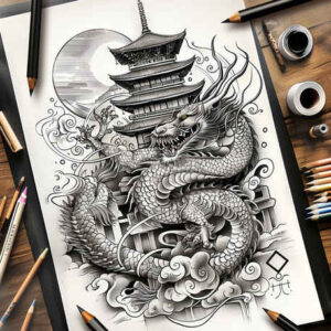 dragon-with-claws – tattoo design ideas free ai generated – phantom – for-scapula – Gallery: dragons-inkby-ai