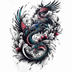 dragon-with-scales – tattoo design ideas free ai generated – distorted – for-hand – Gallery: dragons-inkby-ai