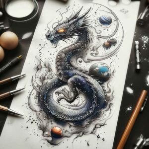 dragons – tattoo design ideas free ai generated – invisible-entity – for-back – Gallery: dragons-inkby-ai