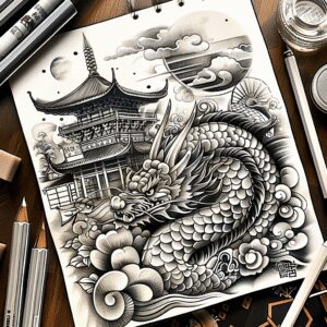 fiery-dragon – tattoo design ideas free ai generated – cobweb – for-stomach – Gallery: dragons-inkby-ai