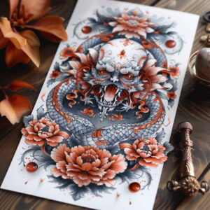 fiery-dragon – tattoo design ideas free ai generated – frightening – for-upper-back – Gallery: dragons-inkby-ai