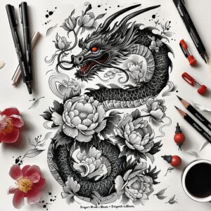 japanese-dragon – tattoo design ideas free ai generated – dark – for-lower-arm – Gallery: dragons-inkby-ai
