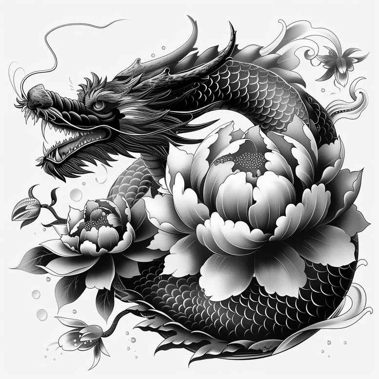 legendary-dragon – tattoo design ideas free ai generated – distorted – for-shin – Gallery: dragons-inkby-ai