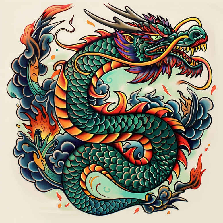 magical-dragon – tattoo design ideas free ai generated – crypt – for-shoulder – Gallery: dragons-inkby-ai