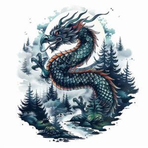 mythical-dragon – tattoo design ideas free ai generated – ominous – for-back-of-neck – Gallery: dragons-inkby-ai
