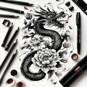 mythical-dragon – tattoo design ideas free ai generated – sacrifice – for-temple – Gallery: dragons-inkby-ai