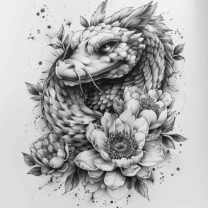 oriental-dragon – tattoo design ideas free ai generated – tattered-clothing – for-lower-chest – Gallery: dragons-inkby-ai