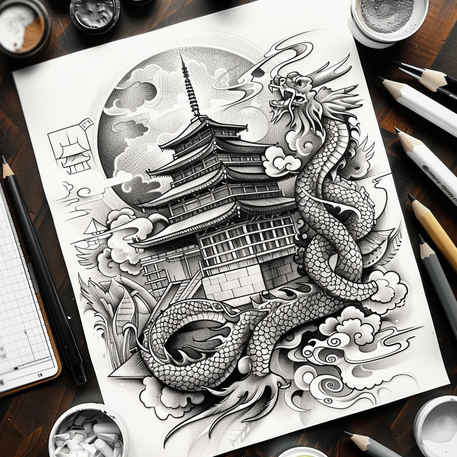 dragons tattoo design ideas Realism reflection effect ancient symbol of resilience