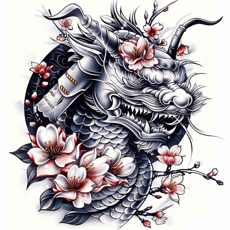 dragons tattoo design ideas Realism subtle gradients artistic detail embodying endurance
