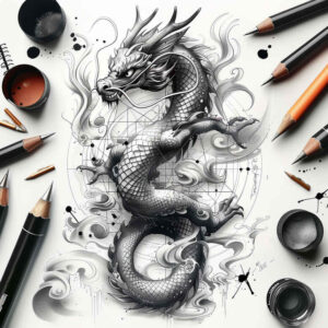 dragons tattoo design ideas illustrative style curved body shows resilience