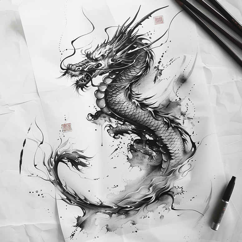 dragons tattoo design ideas artistic flair curved lines for upper thigh