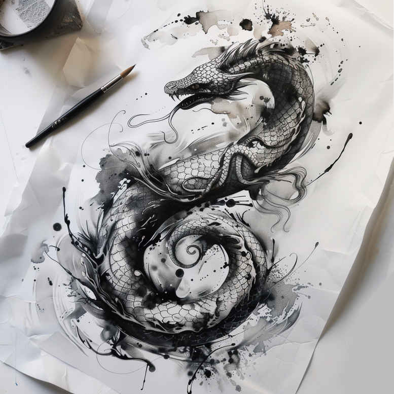 dragons tattoo design ideas Surrealism juxtaposition detailed anatomy for heel