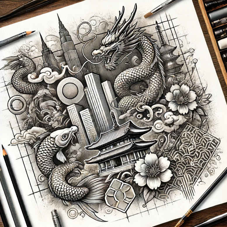 dragons tattoo design ideas classic composition detailed claws endurance and power