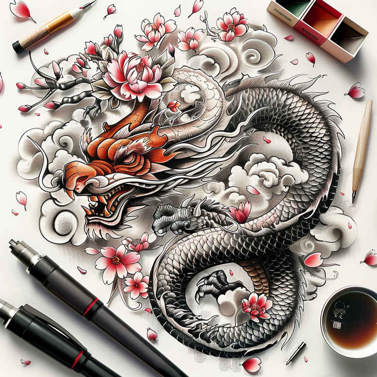 dragons tattoo design ideas expressive color detailed claws for temple