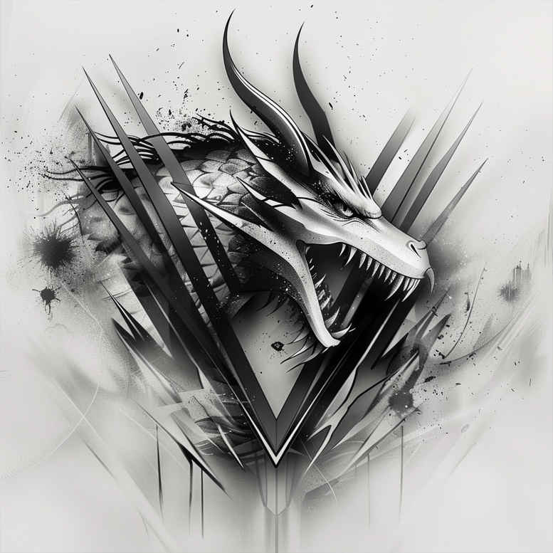 dragons tattoo design ideas Surrealism dreamscape detailed scales symbol of courage