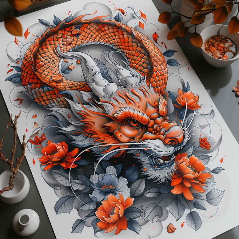 dragons tattoo design ideas phantasmagoric detailed scales symbolising endurance