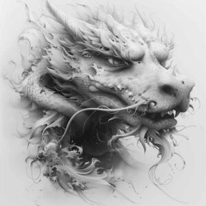 dragons tattoo design ideas Surrealism visual paradox detailed texture for lower back