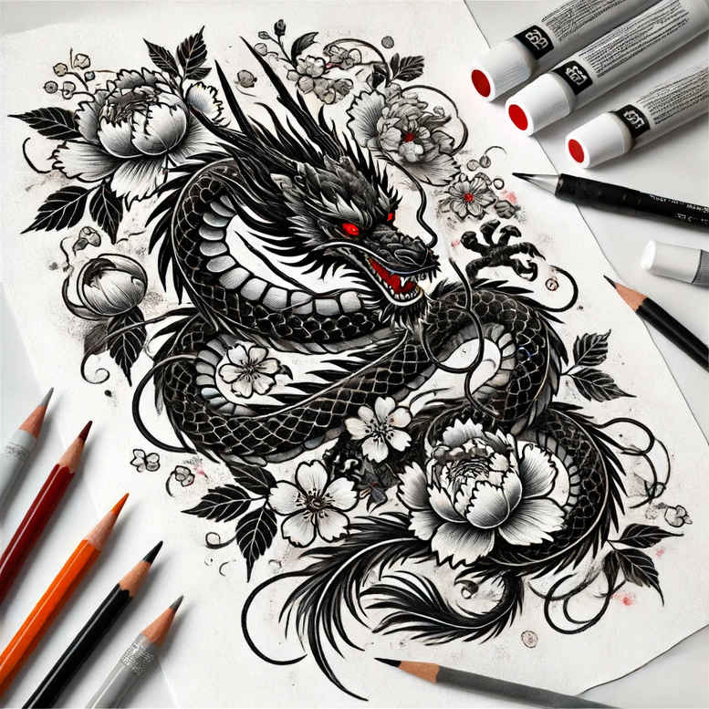 dragons tattoo design ideas Surrealism phantom detailed texture for palm