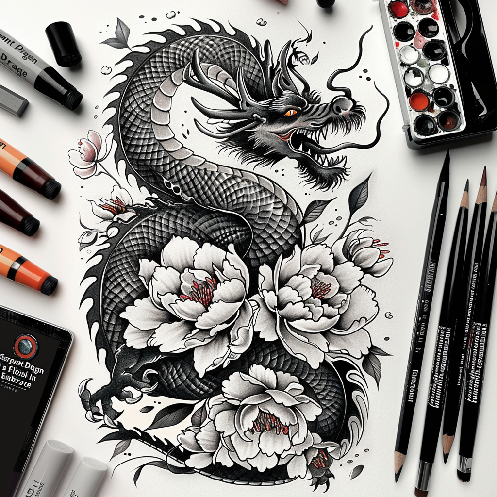 dragons tattoo design ideas Surrealism subconscious themes detailed texture for shin