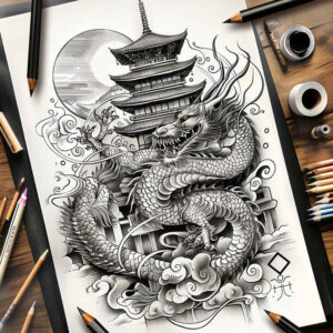 dragons tattoo design ideas Realism micro detail detailed texture for shoulder