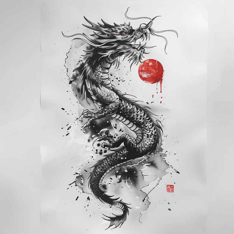 dragons tattoo design ideas Surrealism translucent layers detailed texture shows courage