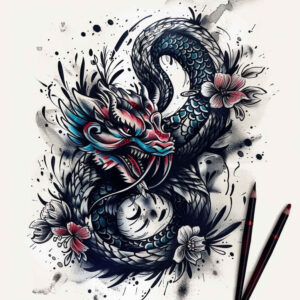dragons tattoo design ideas Realism reflection effect dynamic for back shoulder
