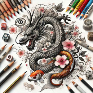 dragons tattoo design ideas watercolor-style dynamic represents endurance