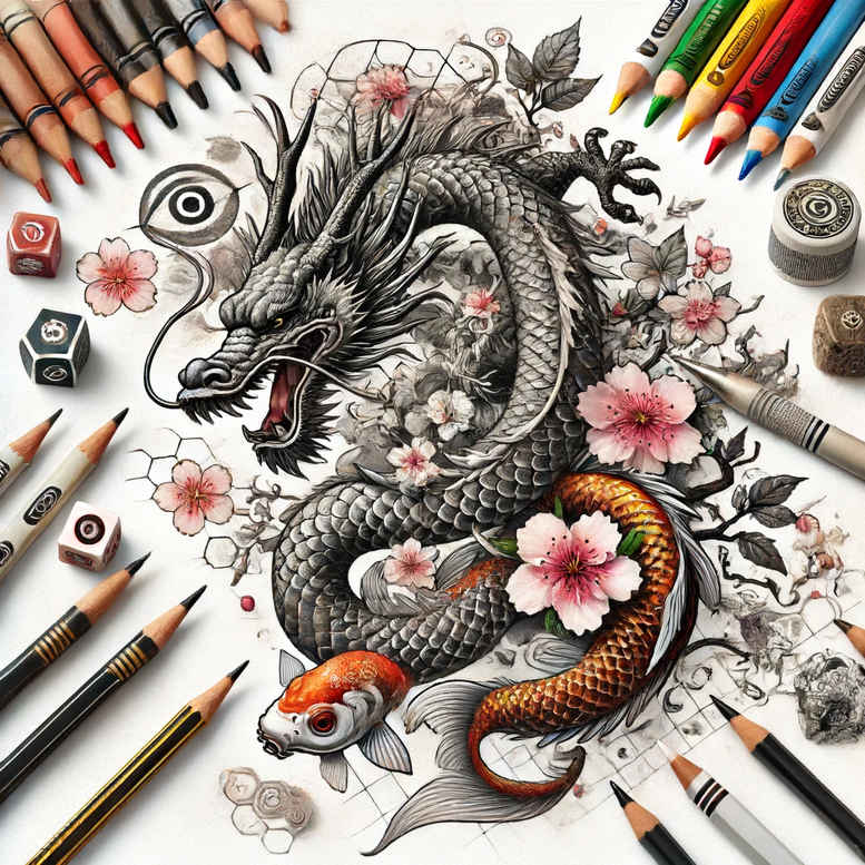 dragons tattoo design ideas watercolor-style dynamic represents endurance
