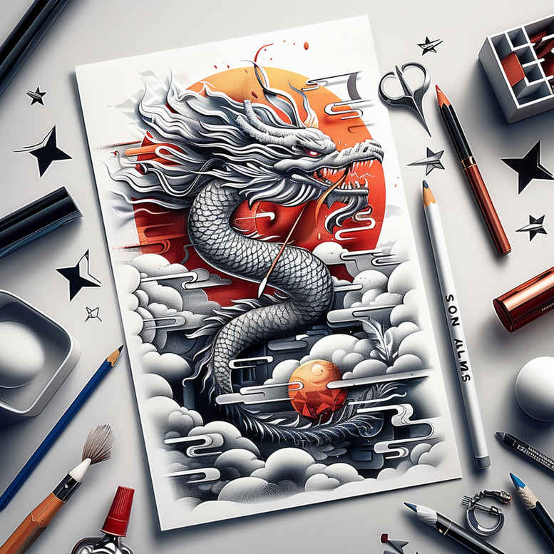 dragons tattoo design ideas abstract fantasy art for lower thigh
