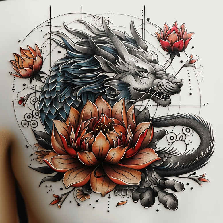dragons tattoo design ideas expressive lines fantasy creature for foot