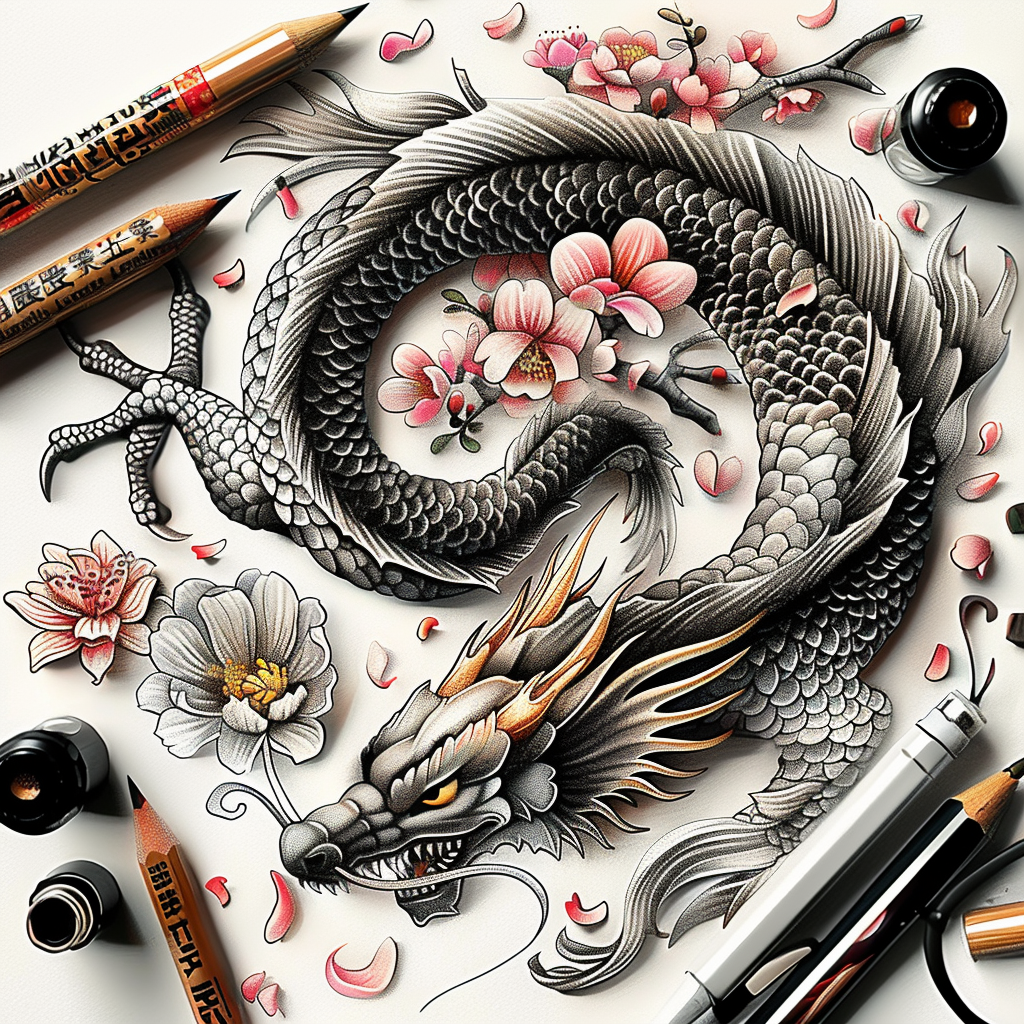 dragons tattoo design ideas Surrealism mysterious fantasy creature symbol of courage