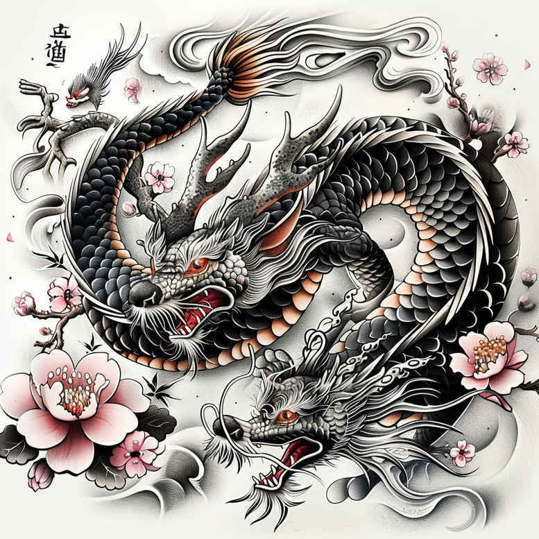 dragons tattoo design ideas Surrealism metamorphosis fierce expression for calf