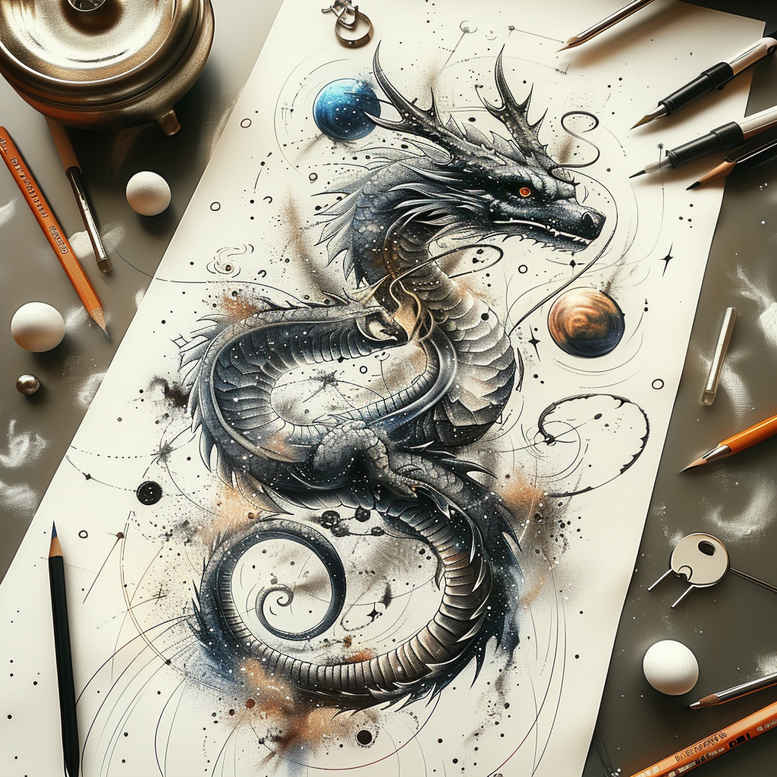 dragons tattoo design ideas Surrealism fantastical fierce expression for shoulder blade