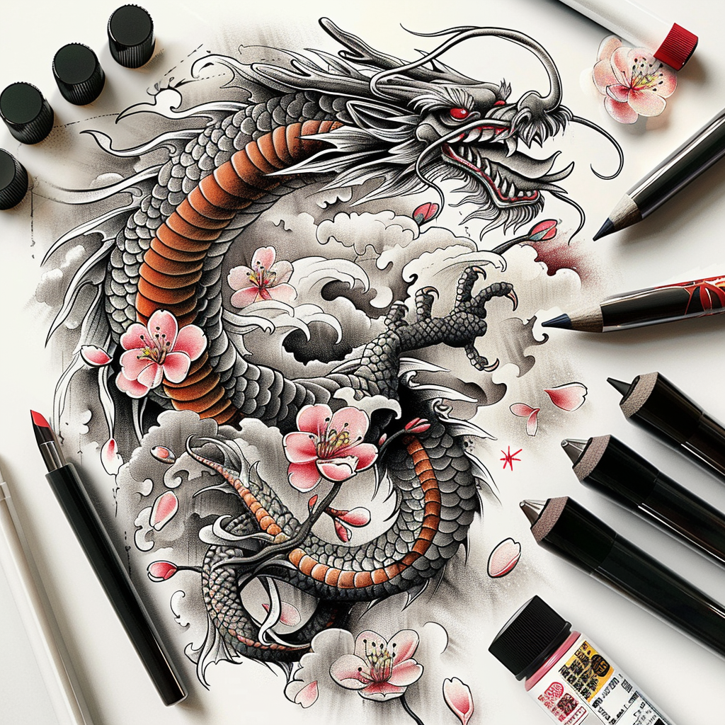dragons tattoo design ideas Neotraditional sharp edges fierce expression symbol of endurance
