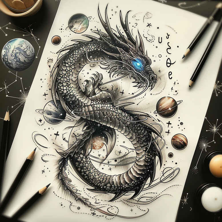 dragons tattoo design ideas Surrealism shadow play fierce eyes for neck