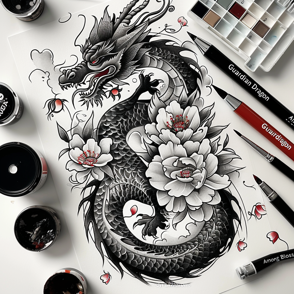 dragons tattoo design ideas Realism blended gradients fierce eyes represents determination